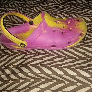 Pink/yellow crocs